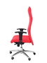 Sillón Albacete con mecanismo Sincro tapizada con Tela color Rojo. Equipado con Base aluminio, Brazos 1D y Ruedas de parqué