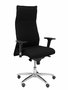Sillón Albacete con mecanismo Sincro tapizada con Tela color Negro. Equipado con Base aluminio, Brazos 1D y Ruedas de parqué