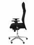 Sillón Albacete con mecanismo Sincro tapizada con Tela color Negro. Equipado con Base aluminio, Brazos 1D y Ruedas de parqué