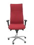Sillón Albacete con mecanismo Sincro tapizada con Tela color Granate. Equipado con Base aluminio, Brazos 1D y Ruedas de parqué