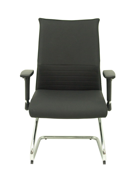 Silla Albacete confidente tapizada con Piel color Negro. Brazos 1D y No aplica