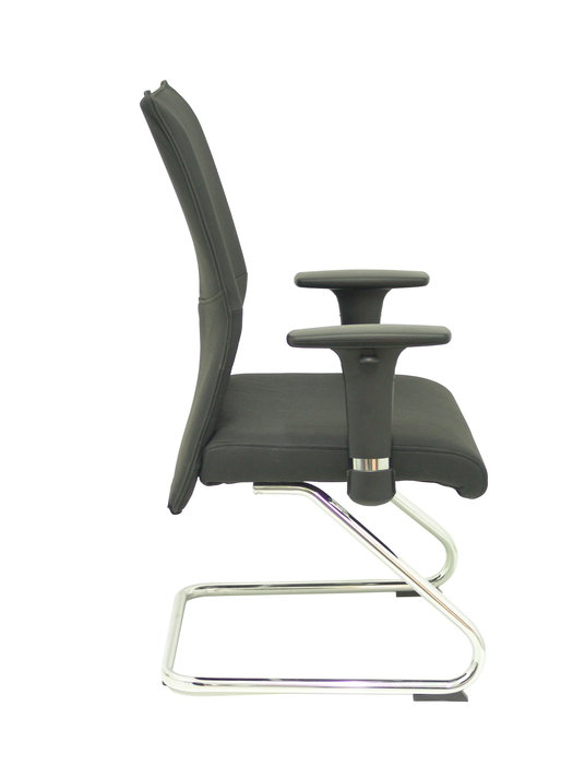 Silla Albacete confidente tapizada con Piel color Negro. Brazos 1D y No aplica