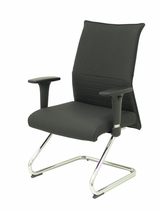Silla Albacete confidente tapizada con Piel color Negro. Brazos 1D y No aplica