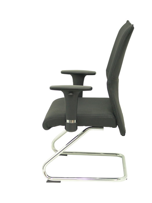 Silla Albacete confidente tapizada con Piel color Negro. Brazos 1D y No aplica