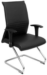 Silla Albacete confidente tapizada con Piel color Negro. Brazos 1D y No aplica