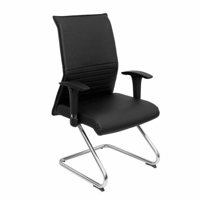 PIQUERAS Y CRESPO Silla Albacete Confidente con Brazos 1D y Patín Cromado, Negro