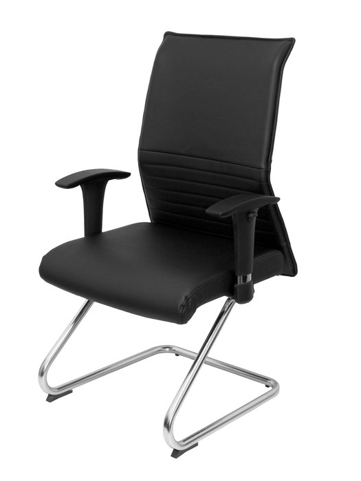 Silla Albacete confidente tapizada con Similpiel color Negro. Brazos 1D y No aplica