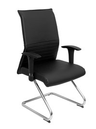 Silla Albacete confidente tapizada con Similpiel color Negro. Brazos 1D y No aplica