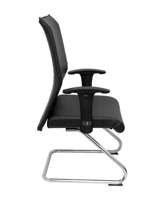 Silla Albacete confidente tapizada con Similpiel color Negro. Brazos 1D y No aplica