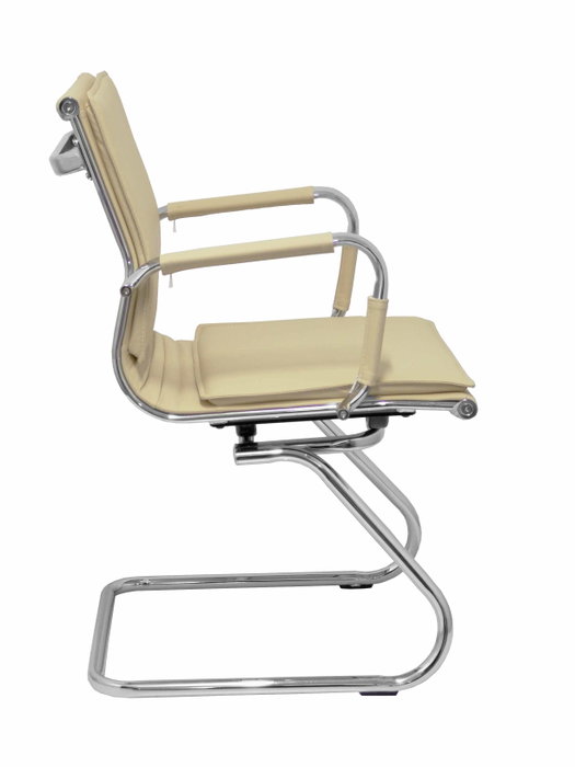 PIQUERAS Y CRESPO Sillón Yeste Confidente con Patín Cromado y Similpiel Crema