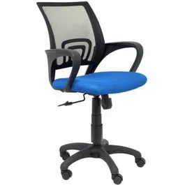 Piqueras Y Crespo Silla de Oficina Vianos 312AZ, Azul, Respaldo de Malla, Asiento Tapizado, Mecanismo Basculante, Brazos Fijos, Refuerzo Lumbar