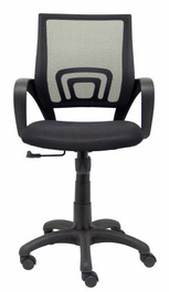 Silla de oficina Vianos con mecanismo Basculante tapizada con Tela color Negro. Equipada con lumbar Fijo, Brazos fijos y Ruedas de nailon 50 mm