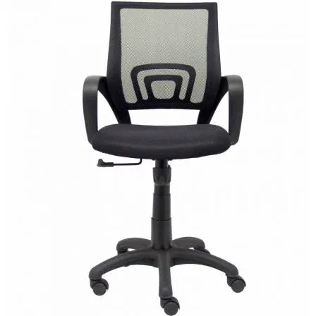 Piqueras y Crespo Vianos 312NE - Silla de Oficina Operativa, Respaldo de Malla, Brazos Fijos, Mecanismo Basculante, Color Negro, Certificación UNE-EN-1335