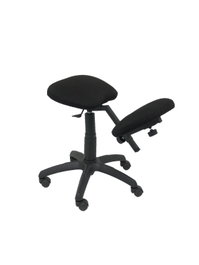 Silla de oficina Lietor con mecanismo Giratorio tapizada con Tela color Negro. Equipada con Base poliamida negra, Sin brazos y Ruedas de nailon 50 mm