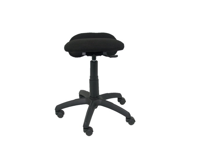Silla de oficina Lietor con mecanismo Giratorio tapizada con Tela color Negro. Equipada con Base poliamida negra, Sin brazos y Ruedas de nailon 50 mm