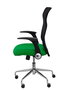 Silla de oficina Minaya con mecanismo Basculante tapizada con Tela color Verde y malla color Negro. Equipada con Base cromada, Brazos abatibles y Ruedas de nailon 50 mm