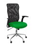 Silla de oficina Minaya con mecanismo Basculante tapizada con Tela color Verde y malla color Negro. Equipada con Base cromada, Brazos abatibles y Ruedas de nailon 50 mm