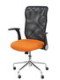Silla de oficina Minaya con mecanismo Basculante tapizada con Tela color Naranja y malla color Negro. Equipada con Base cromada, Brazos abatibles y Ruedas de nailon 50 mm