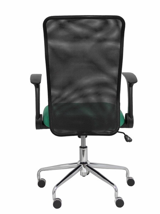 PIQUERAS Y CRESPO Silla Minaya con mecanismo basculante, brazos abatibles, respaldo de malla negro y asiento verde esmeralda