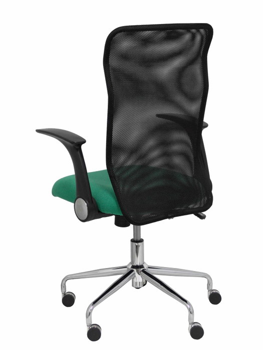 PIQUERAS Y CRESPO Silla Minaya con mecanismo basculante, brazos abatibles, respaldo de malla negro y asiento verde esmeralda