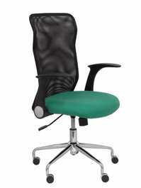 PIQUERAS Y CRESPO Silla Minaya con mecanismo basculante, brazos abatibles, respaldo de malla negro y asiento verde esmeralda