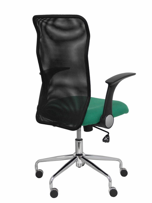 PIQUERAS Y CRESPO Silla Minaya con mecanismo basculante, brazos abatibles, respaldo de malla negro y asiento verde esmeralda