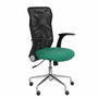PIQUERAS Y CRESPO Silla Minaya con mecanismo basculante, brazos abatibles, respaldo de malla negro y asiento verde esmeralda
