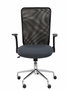 Silla de oficina Minaya con mecanismo Basculante tapizada con Tela color Gris oscuro y malla color Negro. Equipada con Base cromada, Brazos abatibles y Ruedas de nailon 50 mm