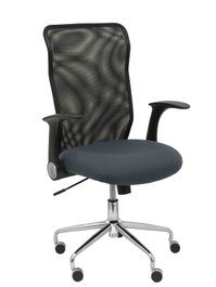 PIQUERAS Y CRESPO Silla Minaya con brazos abatibles, respaldo de malla negro y asiento gris oscuro
