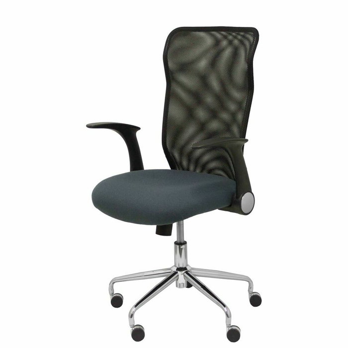 PIQUERAS Y CRESPO Silla Minaya con brazos abatibles, respaldo de malla negro y asiento gris oscuro