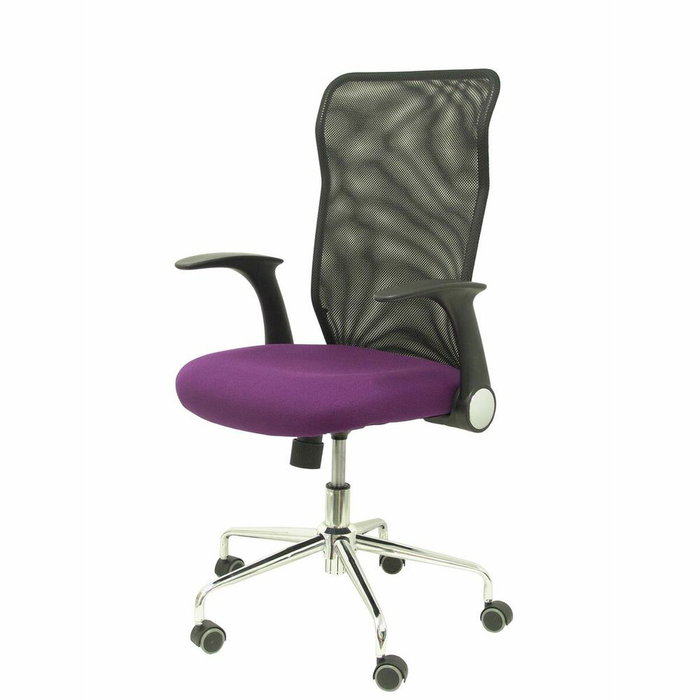 PIQUERAS Y CRESPO Silla Minaya con mecanismo basculante, brazos abatibles, respaldo de malla negro y asiento morado