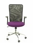 Silla de oficina Minaya con mecanismo Basculante tapizada con Tela color Morado y malla color Negro. Equipada con Base cromada, Brazos abatibles y Ruedas de nailon 50 mm