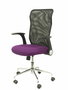 Silla de oficina Minaya con mecanismo Basculante tapizada con Tela color Morado y malla color Negro. Equipada con Base cromada, Brazos abatibles y Ruedas de nailon 50 mm