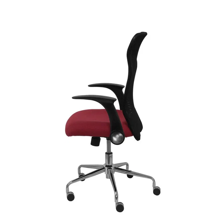 PIQUERAS Y CRESPO Silla Minaya con Respaldo de Malla Negro y Asiento Bali Granate