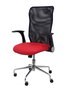 Silla de oficina Minaya con mecanismo Basculante tapizada con Similpiel color Rojo y malla color Negro. Equipada con Base cromada, Brazos abatibles y Ruedas de nailon 50 mm