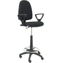 Piqueras Y Crespo Taburete Oficina Giratorio Ayna Bali T04CPBALI840BGOLF, Negro, con Respaldo, Brazos y Ruedas, Altura Ajustable a Gas, Soport 100 kg