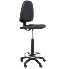 Piqueras Y Crespo Taburete Giratorio Aýna T04CPSPNE con Elevación a Gas, Similpiel Negro, Base Poliamida, Sin Brazos, Soportan Hasta 100 kg