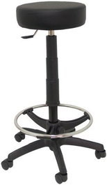 Taburete Tolosa con mecanismo Giratorio tapizada con Similpiel color No aplica y malla color Negro. Equipado con Base poliamida negra, Sin brazos y Ruedas de nailon 50 mm