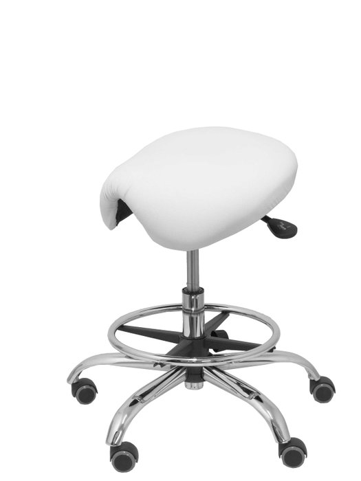 Taburete Zarza con mecanismo Basculante tapizada con Similpiel color No aplica y malla color Blanco. Equipado con Base cromada, Sin brazos y Ruedas de parqué Taburete Zarza con mecanismo Basculante tapizada con Similpiel color No aplica y malla color Blanco. Equipado con Base cromada, Sin brazos y Ruedas de parqué