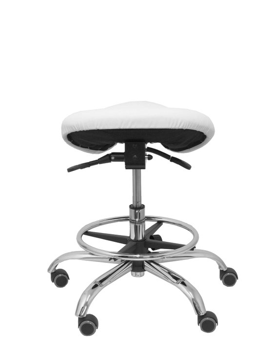Taburete Zarza con mecanismo Basculante tapizada con Similpiel color No aplica y malla color Blanco. Equipado con Base cromada, Sin brazos y Ruedas de parqué Taburete Zarza con mecanismo Basculante tapizada con Similpiel color No aplica y malla color Blanco. Equipado con Base cromada, Sin brazos y Ruedas de parqué