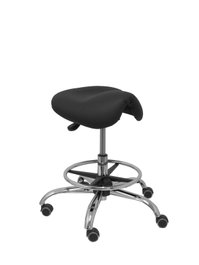 Taburete Zarza con mecanismo Basculante tapizada con Similpiel color No aplica y malla color Negro. Equipado con Base cromada, Sin brazos y Ruedas de parqué