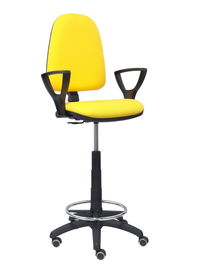 Taburete Piqueras Y Crespo Ayna Brazos Fijos Ergonomico Mecanismo De Contacto Permanente Regulable En Altura Y Aro Reposapies Ruedas De Parquet Asiento Y Respaldo Tapizados Bali Amarillo