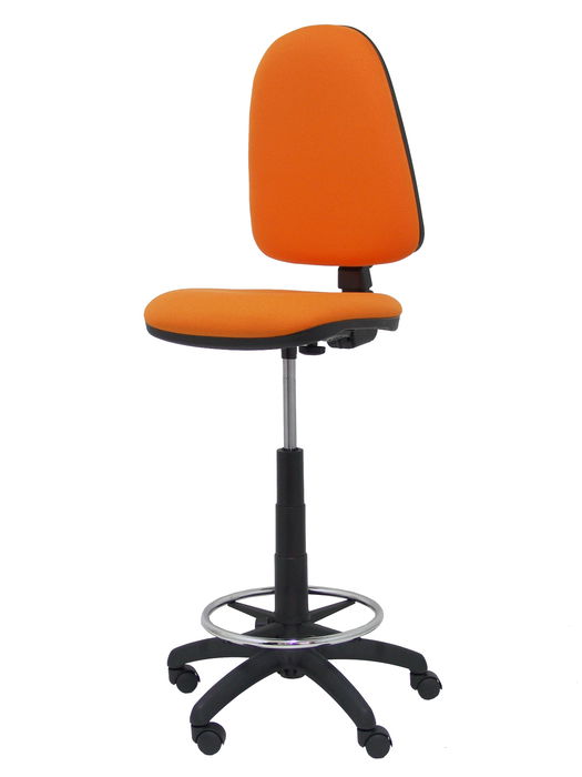 Taburete Piqueras Y Crespo Ayna Ergonomico Mecanismo De Contacto Permanente Regulable En Altura Y Aro Reposapies Asiento Y Respaldo Tapizados Bali Naranja