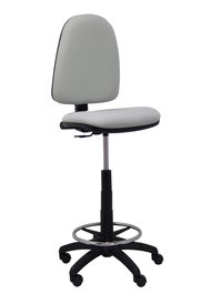 Taburete Aýna con mecanismo Contacto permanente básico tapizada con Tela color Gris. Equipado con Base poliamida negra, Sin brazos y Ruedas de nailon 50 mm