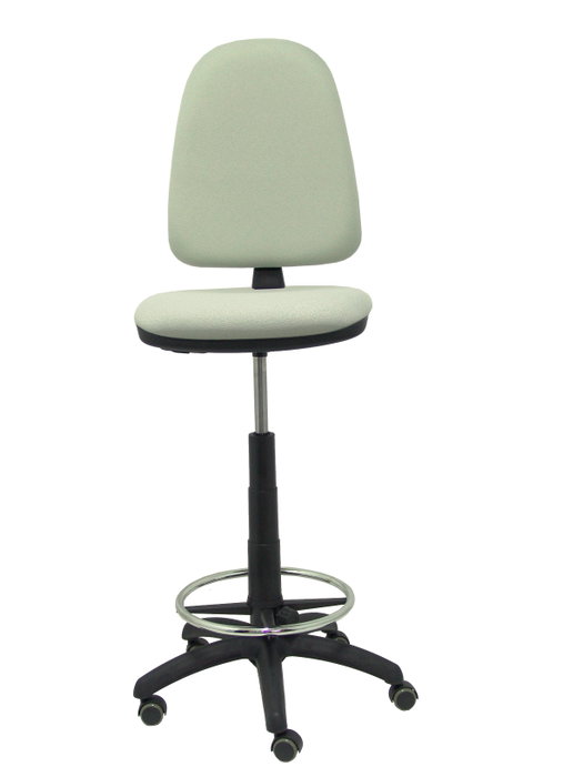 Taburete Aýna con mecanismo Contacto permanente básico tapizada con Tela color Gris. Equipado con Base poliamida negra, Sin brazos y Ruedas de parqué