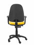 Silla de oficina Aýna con mecanismo Contacto permanente básico tapizada con Tela color Amarillo. Equipada con Base poliamida negra, Brazos 1D y Ruedas de nailon 50 mm