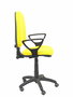 Silla de oficina Aýna con mecanismo Contacto permanente básico tapizada con Tela color Amarillo. Equipada con Base poliamida negra, Brazos fijos y Ruedas de parqué