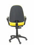 Silla de oficina Aýna con mecanismo Contacto permanente básico tapizada con Tela color Amarillo. Equipada con Base poliamida negra, Brazos fijos y Ruedas de parqué