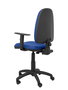 Silla de oficina Aýna con mecanismo Contacto permanente básico tapizada con Tela color Azul. Equipada con Base poliamida negra, Brazos 1D y Ruedas de nailon 50 mm