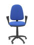 Silla de oficina Aýna con mecanismo Contacto permanente básico tapizada con Tela color Azul. Equipada con Base poliamida negra, Brazos fijos y Ruedas de parqué